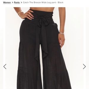 Fashion Nova Black Catch the Breeze Wide Leg Pant